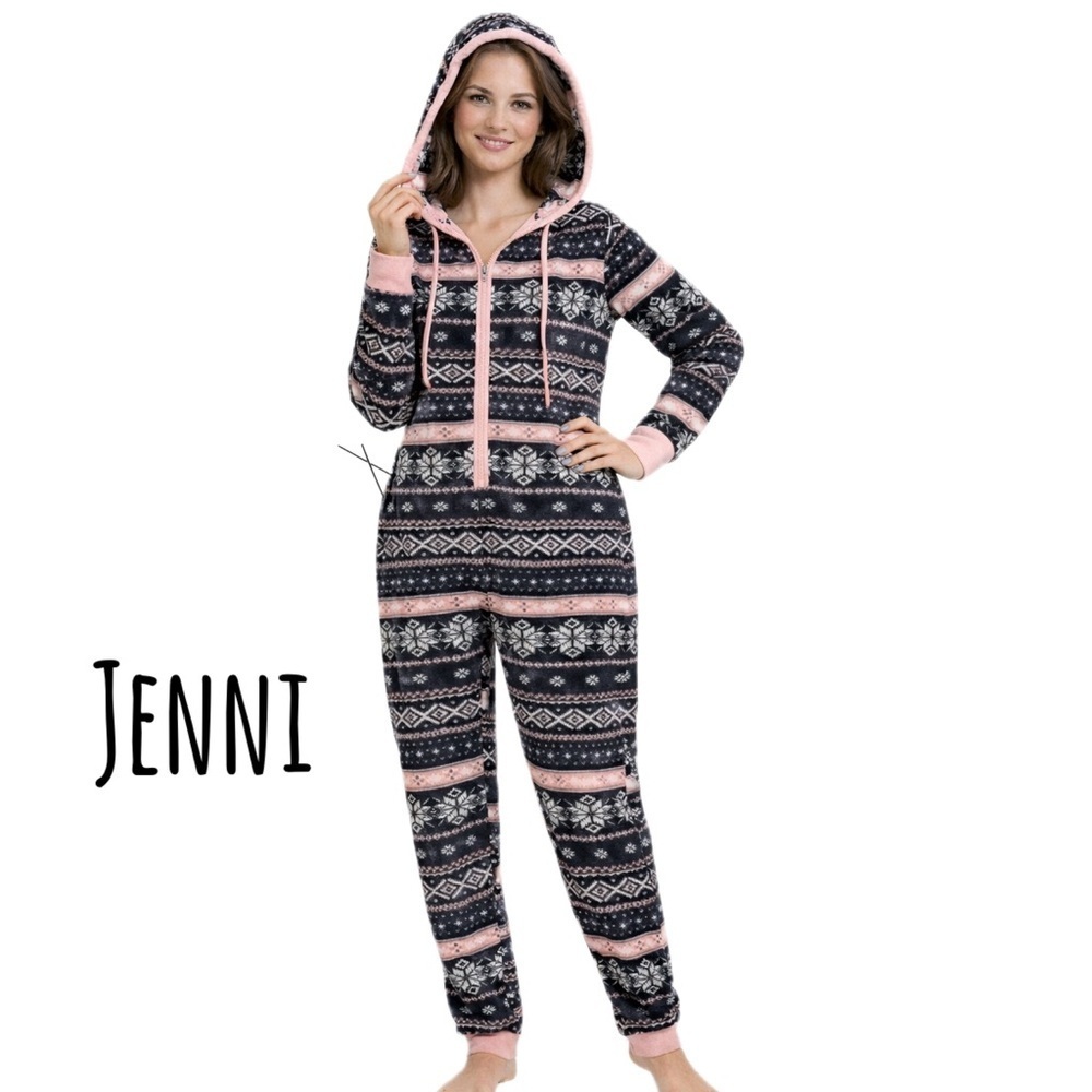 Jenni fleece hoodied Womans onesie pajama sz Xs